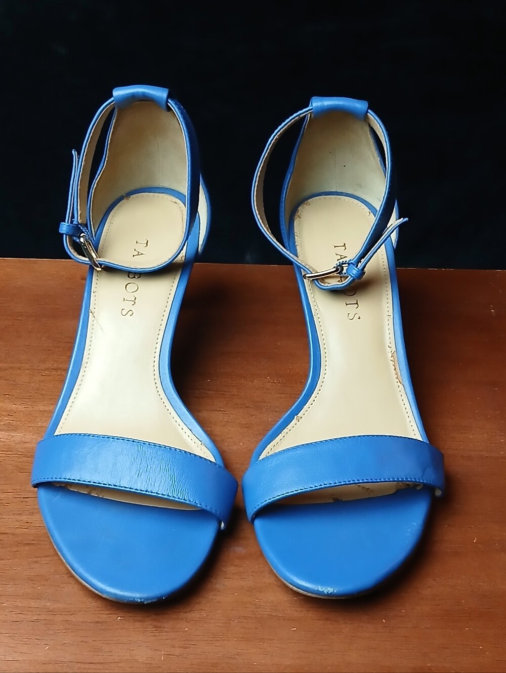 TALBOTS Blue Ankle-Strap Leather Sandals